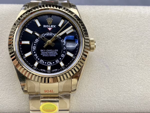Rolex Sky Dweller Yellow Gold Black Dial Oyster M336938 0002 Men's Replica Watch - 图片 4