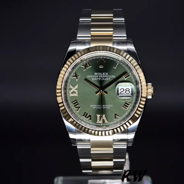 Rolex Datejust 126233 Olive Green Dial Yellow Gold and Oystersteel 36MM Unisex Replica Watch - 图片 4