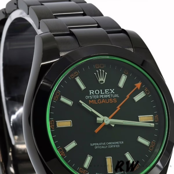 Rolex Milgauss 116400GV Green Crystal Stainless Steel/PVD Black Dial 40MM Mens Replica Watch - 图片 7