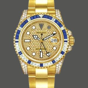 Rolex GMT-Master II 116758 Yellow Gold Pave Dial 40mm Mens Replica Watch