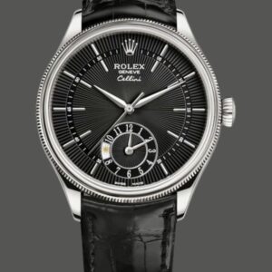 Rolex Cellini Dual Time 50529 Black Guilloche Dial 39mm Mens Replica Watch