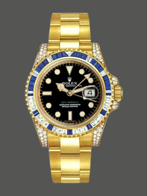 Rolex GMT-Master II 116758 Diamond Black Dial 40mm Mens Replica Watch