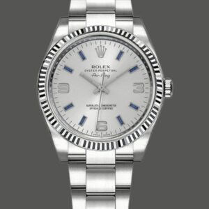 Rolex Oyster Perpetual Air-King 114234 Blue Hour Markers Silver Dial 34mm Unisex replica watch