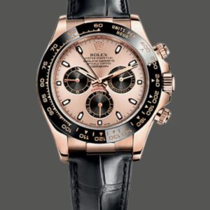 Rolex Cosmograph Daytona 116515LN Black Leather strap Gold Dial 40mm Mens Replica Watch