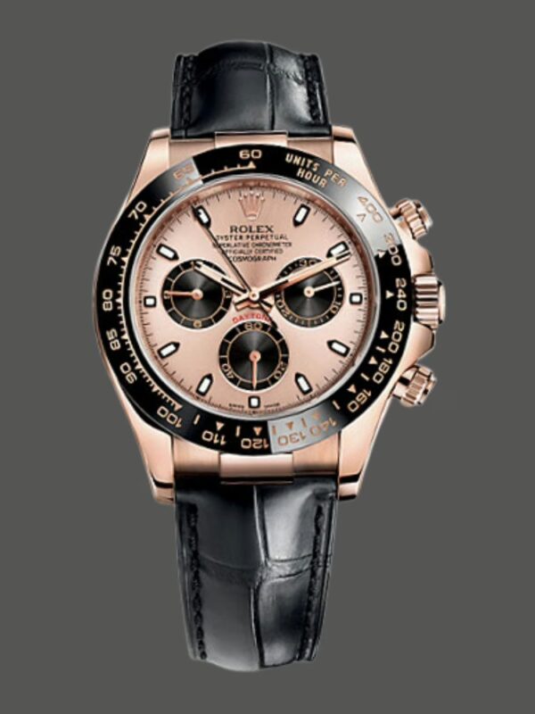 Rolex Cosmograph Daytona 116515LN Black Leather strap Gold Dial 40mm Mens Replica Watch