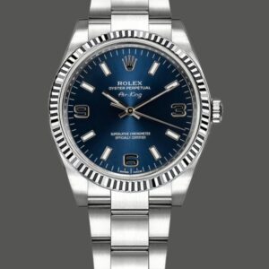 Rolex Oyster Perpetual Air-King 114234 Blue Dial fluted white gold bezel 34MM Unisex replica watch