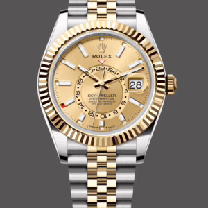 Rolex Sky Dweller 42mm Champagne Dial Stick Markers Jubilee M336933 0002 Men's Watch