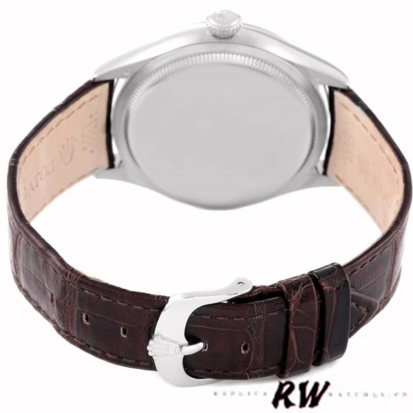 Rolex Cellini Time 50509 Brown Leather Strap Black Dial 39mm Mens Replica Watch - 图片 4