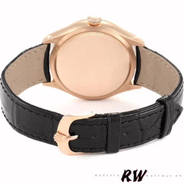 Rolex Cellini Dual Time 50525 Black Dial Black Leather Strap 39mm Mens Replica Watch - 图片 6