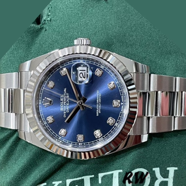 Rolex Datejust 126334 0015 Fluted Bezel Blue Diamond Dial 41MM Mens Replica Watch - 图片 14