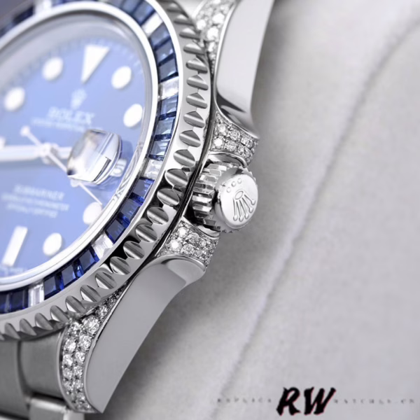 Rolex Submariner Date 116610LN Custom Diamond Stainless Steel Blue Dial 40MM Mens Replica Watch - 图片 6