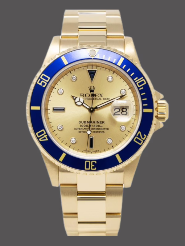 Rolex Submariner 16618 Yellow Gold Champagne Dial 40mm Mens Replica Watch - 图片 4