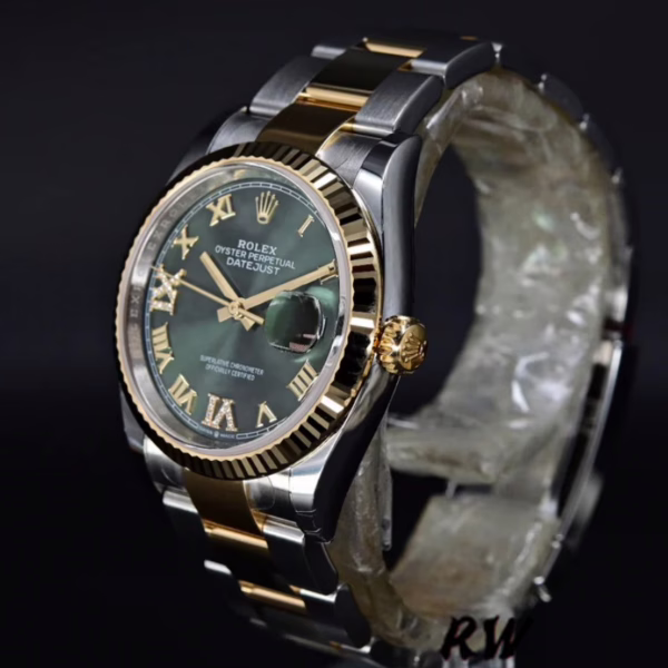 Rolex Datejust 126233 Olive Green Dial Yellow Gold and Oystersteel 36MM Unisex Replica Watch - 图片 2