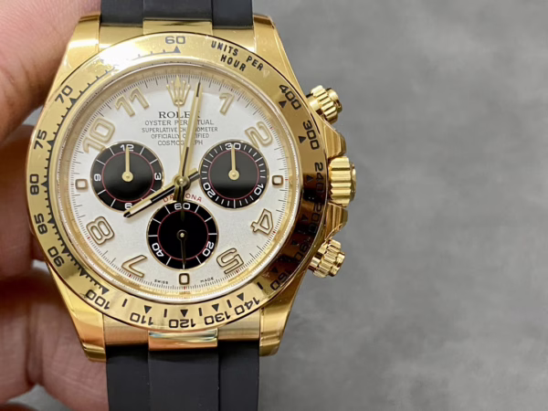 Rolex Daytona 116528 White Arabic Dial Yellow Gold 40mm Mens Replica Watch - 图片 4