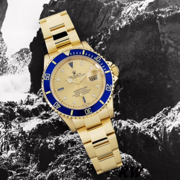 Rolex Submariner 16618 Yellow Gold Champagne Dial 40mm Mens Replica Watch - 图片 8