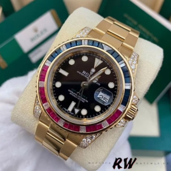 Rolex GMT-Master II 116758 Oyster Bracelet Black Dial Diamonds 40mm Mens Replica Watch - 图片 2