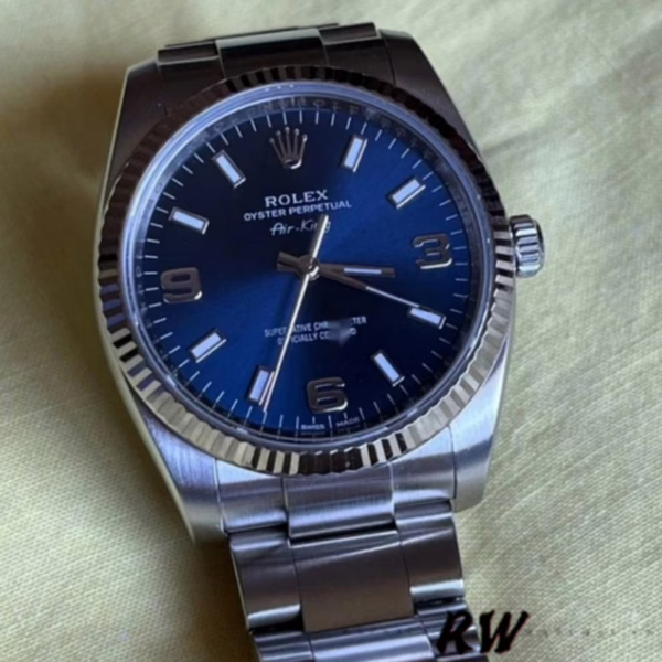 Rolex Oyster Perpetual Air-King 114234 Blue Dial fluted white gold bezel 34MM Unisex replica watch - 图片 2