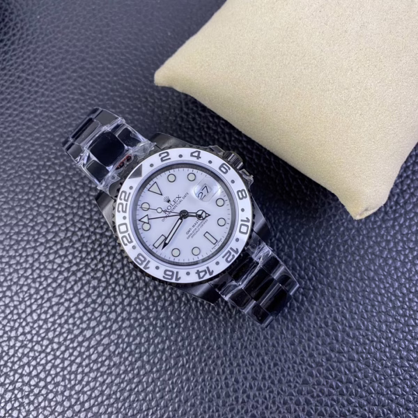 Rolex GMT Master II Black PVD/DLC Coated White Dial Stainless Steel 16710 Men's Watch - 图片 8