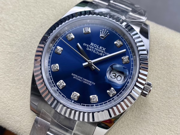 Rolex Datejust 126334 0015 Fluted Bezel Blue Diamond Dial 41MM Mens Replica Watch - 图片 2