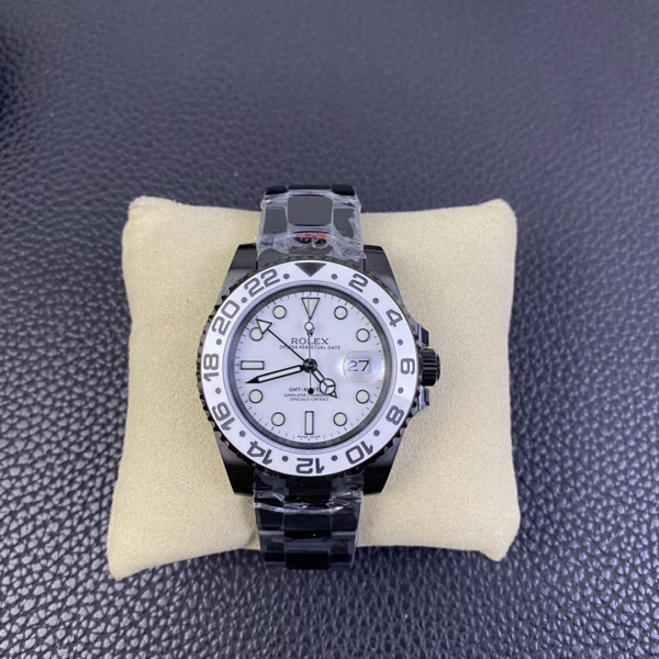 Rolex GMT Master II Black PVD/DLC Coated White Dial Stainless Steel 16710 Men's Watch - 图片 2
