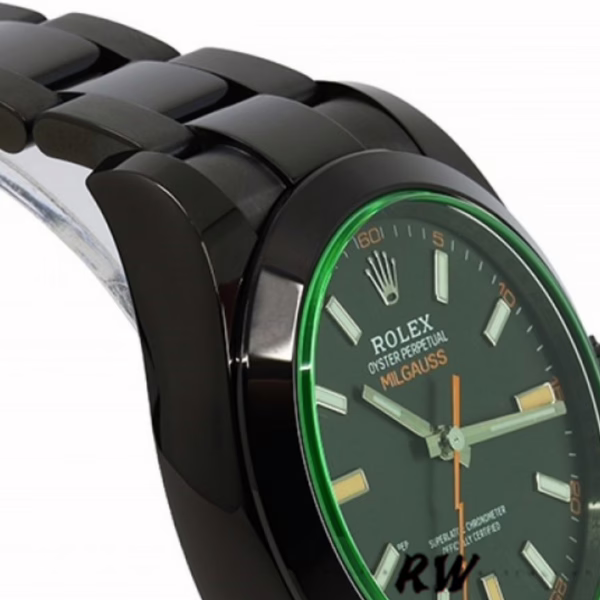 Rolex Milgauss 116400GV Green Crystal Stainless Steel/PVD Black Dial 40MM Mens Replica Watch - 图片 3