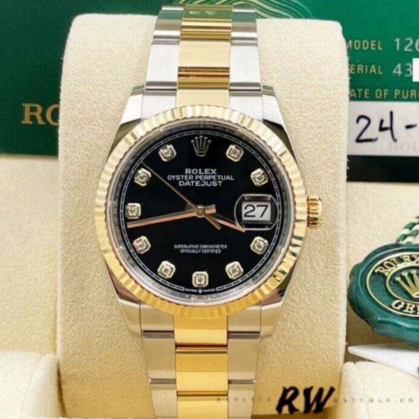 Rolex Datejust 126233 Black Diamond Dial Fluted Bezel 36MM Unisex Replica Watch - 图片 4