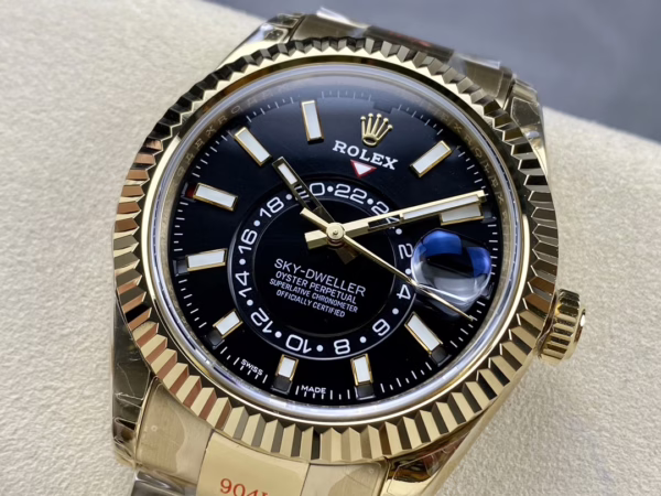 Rolex Sky Dweller Yellow Gold Black Dial Oyster M336938 0002 Men's Replica Watch - 图片 5