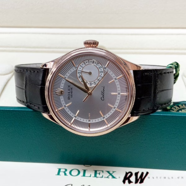 Rolex Cellini Date 50515 Rose Gold Silver Guilloche Index Dial 39mm Mens Replica Watch - 图片 3