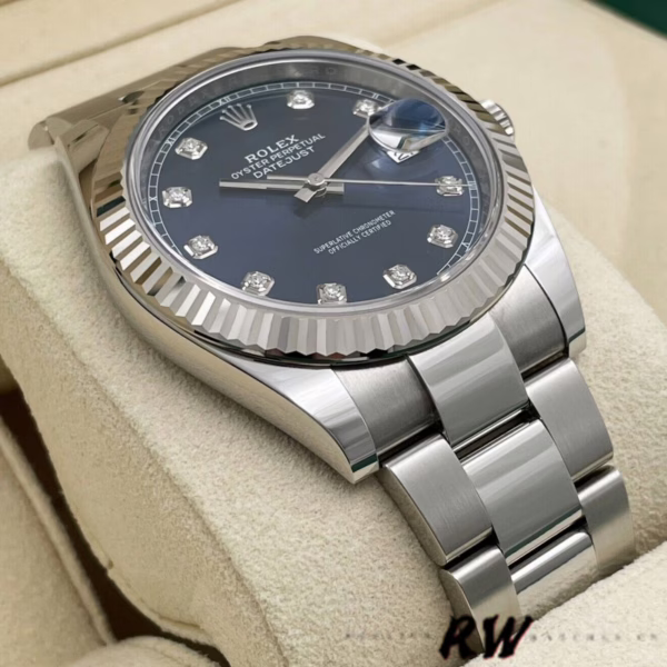 Rolex Datejust 126334 0015 Fluted Bezel Blue Diamond Dial 41MM Mens Replica Watch - 图片 13