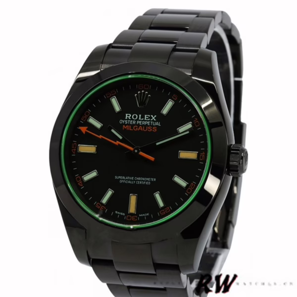 Rolex Milgauss 116400GV Green Crystal Stainless Steel/PVD Black Dial 40MM Mens Replica Watch - 图片 5