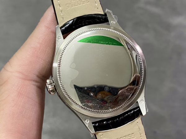 Rolex Cellini Dual Time 50529 Silver Sunburst Dial Black Leather Strap 39mm Mens Replica Watch - 图片 6