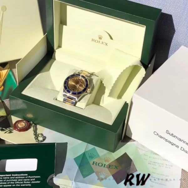 Rolex Submariner Date 16613 Champagne Serti Dial 40mm Mens Replica Watch - 图片 2