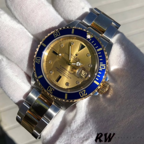 Rolex Submariner Date 16613 Champagne Serti Dial 40mm Mens Replica Watch - 图片 6